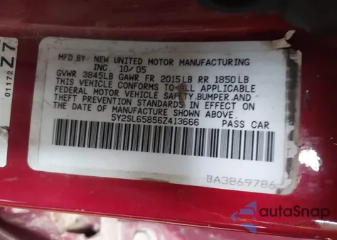 2006 Pontiac Vibe z USA, uszkodzony, nr VIN 5Y2SL65856Z413666